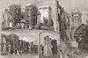 WALES. Ruins of Raglan Castle, Monmouth 1886 old antique vintage print picture