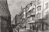 LONDON. Houses, Wych St(Aldwych), demolished 1884 old antique print picture