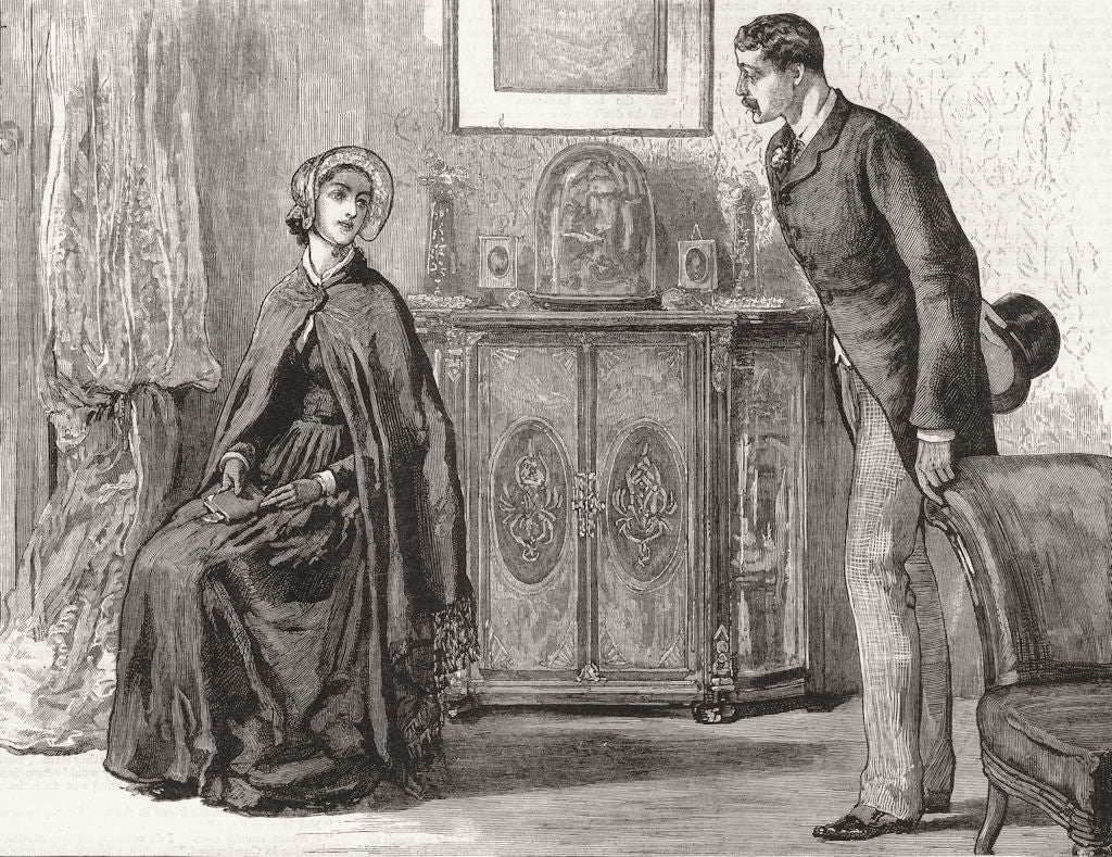 ROMANCE. Is Mrs Roden here?. Lord Hampstead 1882 old antique print ...