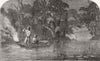 BOATS. Spearing fishing at night 1858 old antique vintage print picture