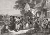 SOCIETY. Arrival of coach-roadside inn centuey ago 1850 old antique print