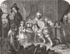PORTRAITS. Behind the curtain 1858 old antique vintage print picture