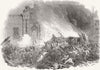 FRANCE. Burning Royal carriages, Chateau D'Eau 1848 old antique print picture