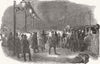 LONDON. Arrival of cattle, railway station, Euston Square 1849 old print