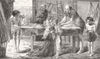FAMILY. BIBLE. Zachariah XIII 6 1850 old antique vintage print picture