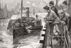 SHIPS. Men, hurricane-deck watching boat 1883 old antique print picture
