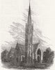 CHICAGO. New England congregational Church, US 1867 old antique print picture