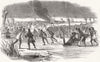 LINCS. Skating in Lincolnshire 1847 old antique vintage print picture
