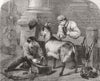 ANIMALS. Got a job 1867 old antique vintage print picture