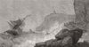 SHIPS. Planned method of rescuing shipwrecked crew 1860 old antique print