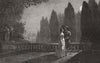 ROMANCE. Lover's walk 1847 old antique vintage print picture
