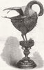 LEEDS. Silver-gilt cup, form of Pelican, exhibition 1868 old antique print