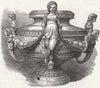 DECORATIVE. Majolica vase 1867 old antique vintage print picture