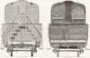 TRAINS. End & section of 2 storey carriage 1867 old antique print picture