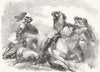 KINGS. Richard III, Astley's-Death of White 1856 old antique print picture