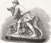 DOGS. Gillie & Hound, marble group 1865 old antique vintage print picture