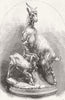 GOATS. Goat & kid, Marble group 1865 old antique vintage print picture