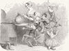 FAMILY. Taking up Christmas Pudding 1848 old antique vintage print picture