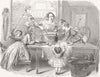 FAMILY. Making the Christmas Pudding 1848 old antique vintage print picture