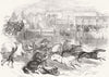 ITALY. Carnival, Rome. start for race, Corso 1848 old antique print picture