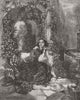 PRETTY LADIES. Beatrice listening, bower 1859 old antique print picture