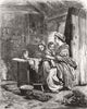 FAMILY. Reading a chapter 1855 old antique vintage print picture