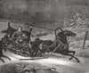 FAMILY. Russian attacked by wolves 1845 old antique vintage print picture