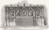 LANCS. Reredos, Prestwich Church, Manchester 1867 old antique print picture