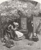 FAMILY. Happy days 1860 old antique vintage print picture