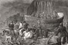 BOATS. Launching the lifeboat c1872 old antique vintage print picture