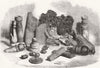 CHESS. Chessmen, board, dice  1857 old antique vintage print picture