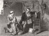 FAMILY. Invention of stocking loom 1847 old antique vintage print picture