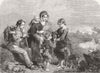 FAMILY. roadside travellers 1846 old antique vintage print picture