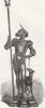 DECORATIVE. Bronze figure, Miroy 2 1865 old antique vintage print picture