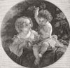 CHILDREN. Fine arts. young gardeners 1845 old antique vintage print picture