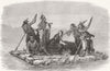 USA. Comanchees carrying, captive girl 1858 old antique vintage print picture