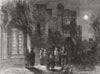 CHRISTMAS. Manor house-Carol-singing 1859 old antique vintage print picture