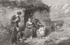 FAMILIES. The cabin door 1862 old antique vintage print picture