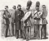 MIDDX. Guards(32nd)known as 6-foot corps 1860 old antique print picture