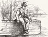 CAMBS. Awaiting punt. Cambridge-Terrace 1875 old antique vintage print picture