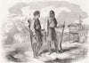 BHUTAN. War. Armed villager & regular soldier of Bhutan 1865 antique print