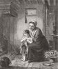 CHILDREN. A Stitch in time saves nine 1865 old antique vintage print picture