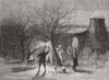 DEVON. Wassailing apple-trees, hot cider 12th night 1861 old antique print