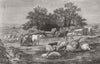 FRANCE. Arrival, fair. Auvergne 1861 old antique vintage print picture