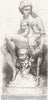 NUDES. Deer & Woman 1867 old antique vintage print picture