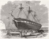 IRELAND. Launch. ship Aura, Wheeler's docks, Cork 1860 old antique print