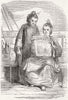 PORTRAITS. Chinese woman reading 1858 old antique vintage print picture