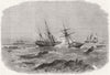 NORTHUMBS. Wreck of Ship Earl Percy, Tynemouth 1865 old antique print picture