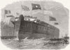 BLACKWALL. Turkish ironclad Sultan Mahmoud launch 1864 old antique print