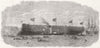 WALES. HMS Lord Clyde ironclad launch, Pembroke Dock 1864 old antique print